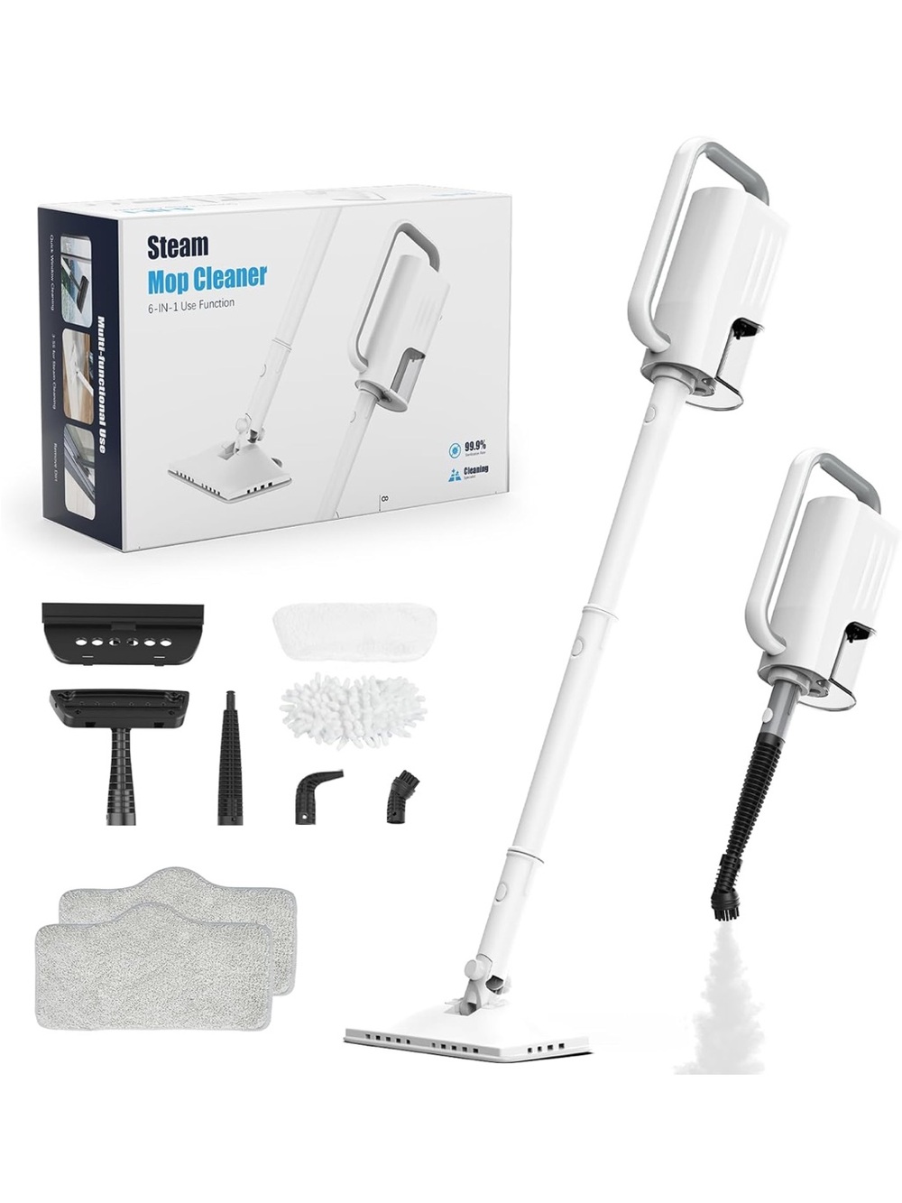6-in-1 Steam Mop, 1200W Rotated Steam Cleaner for Home, 2 Modes